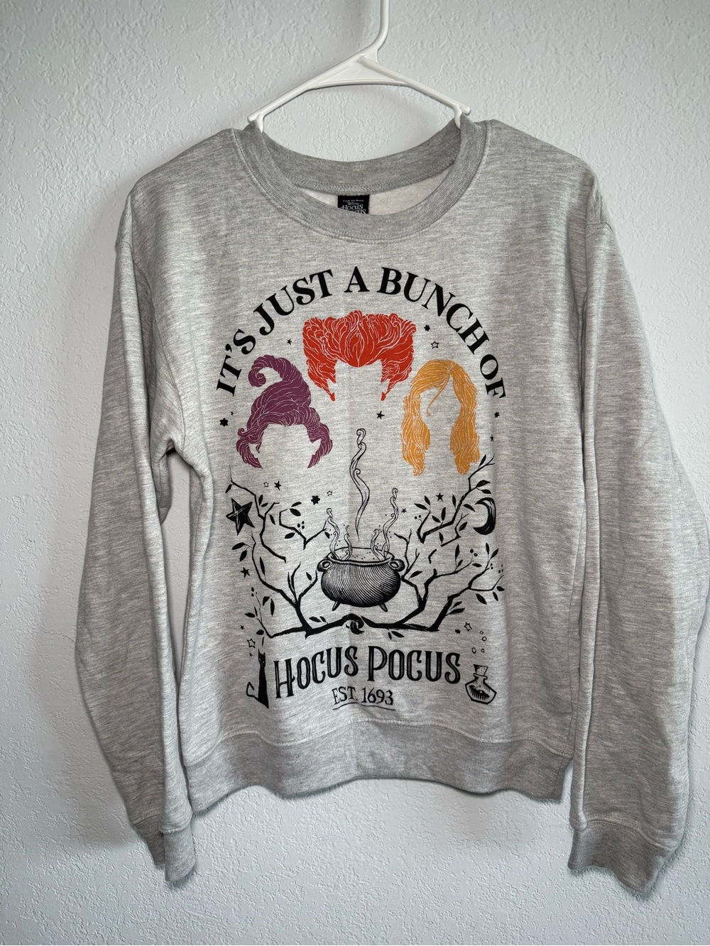 Disney Hocus Pocus Sweatshirt Womens XS Gray Halloween Sanderson Sisters